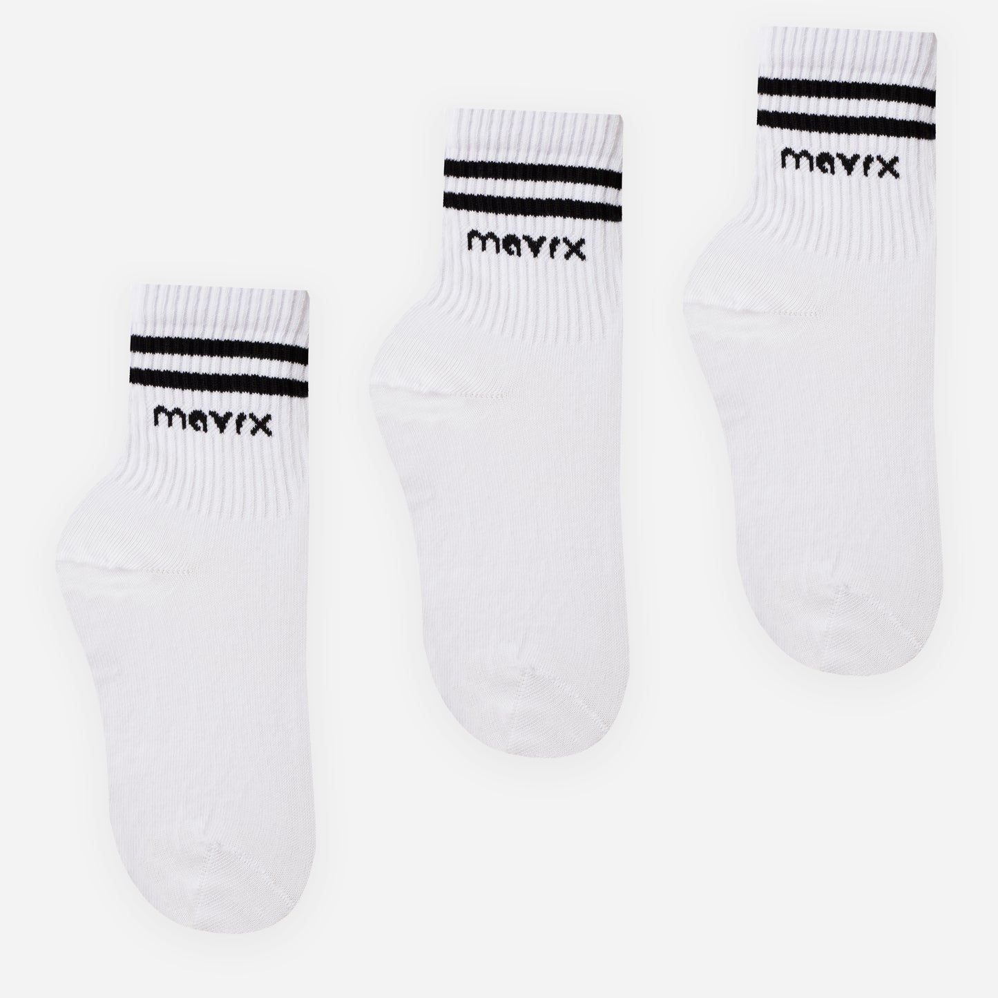 Pack of 3 pairs of long ribbed socks ( White )