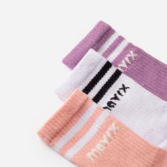Pack of 3 pairs of long ribbed socks ( Lilac, White, Simon)