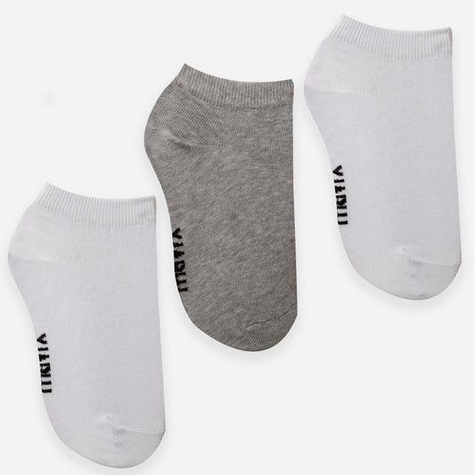 Pack of 3 pairs of Short socks ( White, Grey, White)