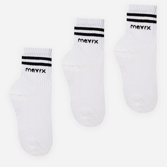 Pack of 3 pairs of long ribbed socks ( White )